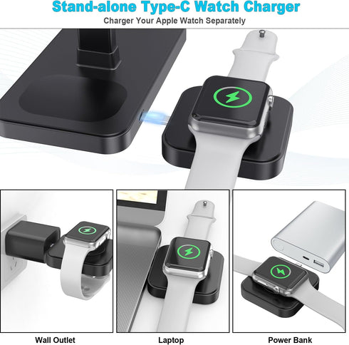 4 in 1 Wireless Charging Station for Apple Multiple Devices, Magnetic Fast Mag-Safe Multi Charger Stand for Apple Products iPhone 15 14 13 12 Seri...