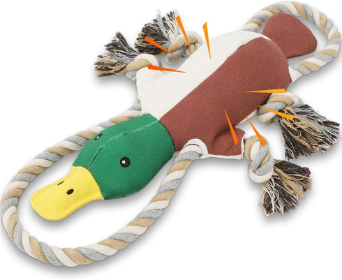 Lesmeet Upgraded Duck Dog Toys for Aggressive Chewers Puppy Toys with Crinkle Paper and Squeaker, Interactive Tug of War Dog Toy for Small, Medium...