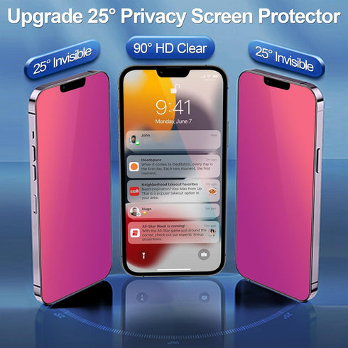 2 Pack Compatible with iPhone 13 Pro Max and Compatible with iPhone 14 Plus Privacy Screen Protector Gradient colorful 25 Degree Anti-Spy Tempered...