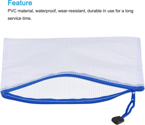 MECCANIXITY Mesh Zipper Bags, B5 Size File Document Pockets Bill Pouch Folders for Office Home Supply, White Pack of 3...