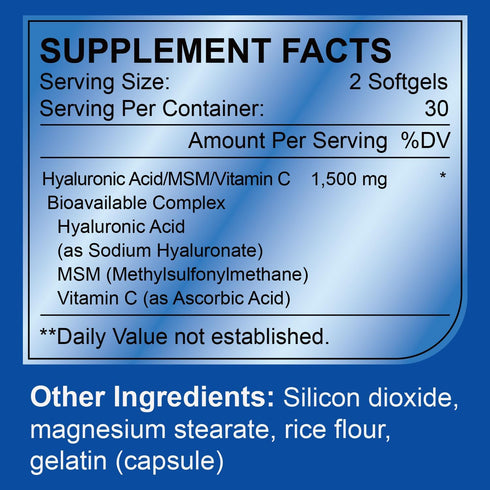 Nature's live Hyaluronic Acid Supplements, 1500mg High Bioavailable Dietary Hyaluronic Acid Capsules, Double Strength Skin Hydration, Joint Lubric...