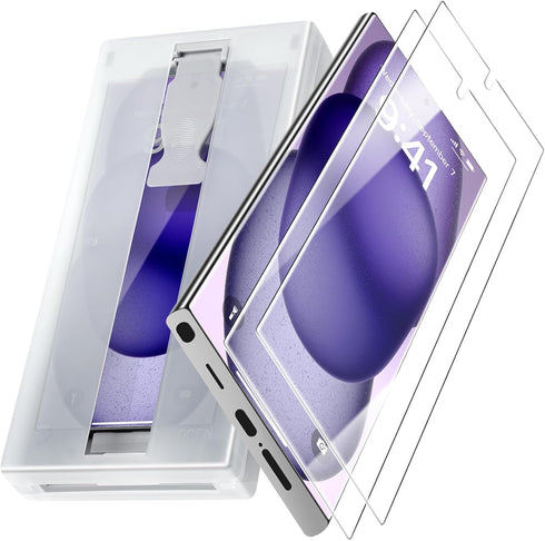 Richarm 2Pack Ceramic Screen Protector for Samsung Galaxy S24 Ultra/Anti Glare/Scratch Resistant/3D Curved Full Coverage Bubbles Free 3-Second Ins...