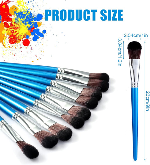 10pcs Mop Brush for Acrylic Painting, 1 Inch Oval Blending Brushes for Acrylic Painting, Paint Brushes with Wooden Handle for Acrylic Paint, Water...