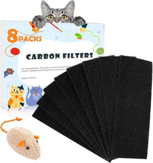 8 Pack Carbon Filters Compatible with Automatic Litter Box Robot 3, OEM Thick Replacement Filter to Absorb Odors Control Damp from Cat Keep Home F...