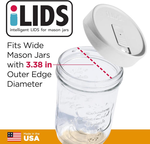 Mason Jar Drink Lid, Wide Mouth, White, Pack of 2...