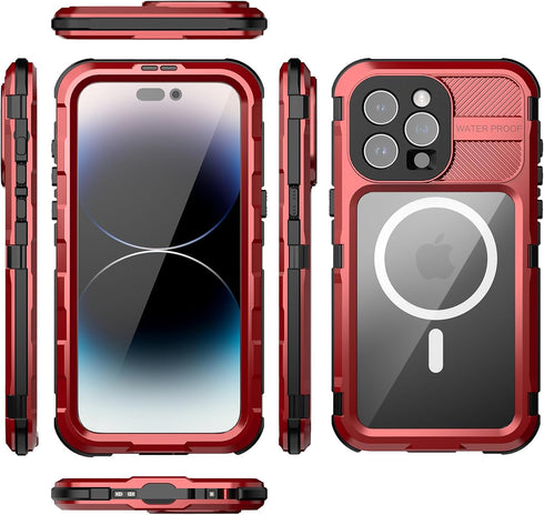 Designed for iPhone 15 Pro Max Metal Waterproof Case with Built-in Screen Protector, Metal Tough Cover Shockproof Dustproof Sturdy Durable Protect...