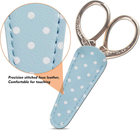 Embroidery Scissors with Leather Scissors Cover Small 3.6 inch Sewing Craft Sharp Scissors for Fabric Cutting Paper Crafting Office Scissors Sewin...