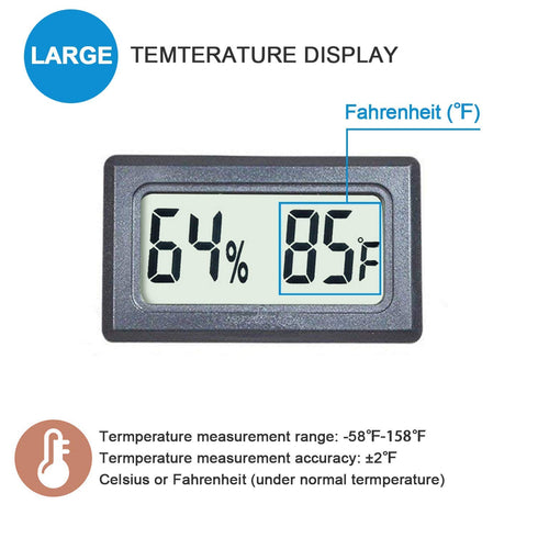 Veanic 4-Pack Mini Digital Thermometer Hygrometer Meters Gauge Indoor Large Number Display Temperature Fahrenheit (?) Humidity for Home Office Humidors Jars Incubators Guitar Case