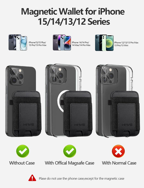 HiWe for Magsafe Wallet, New-Upgrade Magnetic Card Wallet Holder, Leather Magnetic Wallet with Powerful Magnet for iPhone 15/15 Pro/14/13/12 Serie...