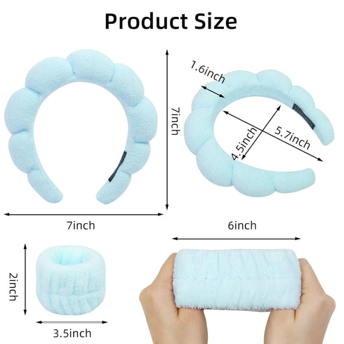Tobeffect Spa Headband for Washing Face and Wristbands Set, Skincare Makeup Sponge Headbands for Women and Skin Care Wristband Wash Face, Terry Cl...