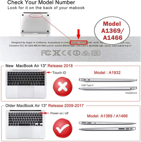 iCasso for MacBook Air 13 inch Case (Release 2010-2017 Older Version), Plastic Hard Shell Protective Case & Keyboard Cover Only for MacBook Air 13...