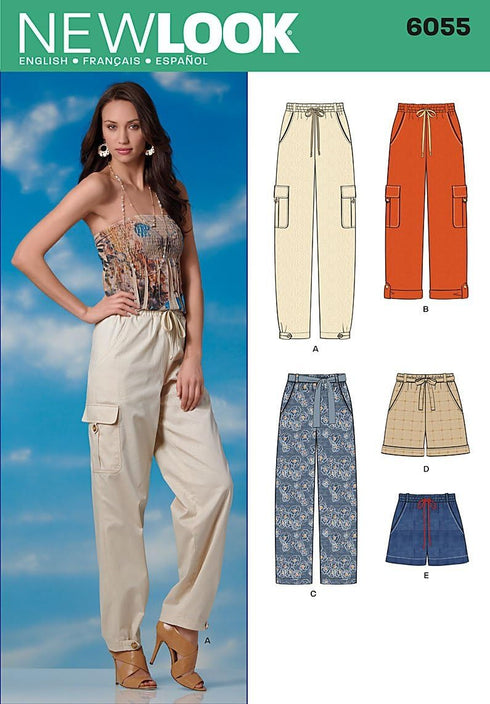 New Look 6055 Misses' Pants and Shorts Sewing Pattern, Size A (6-8-10-12-14-16)...