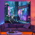Honcet Anime Punk Neon Cityscape Wall Tapestry for Bedroom, Japanese Punk Street Cityscape Room Decor Tapestries, Futuristic Neon Skyscraper Tapes...
