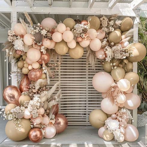 Blush Ivory Balloons Garland Double Stuffed Nude Brown Cream Balloon Pastel Beige Peach Rose Gold Boho Balloons Arch kit for Bridal Engagement Bab...