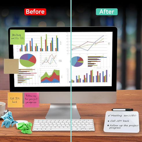 Desktop Small Dry Erase White Board, 8"×6" Glass Desk Whiteboard with Stand for Taking Notes, Home Office Tabletop Reminder Mini Notice Board for ...