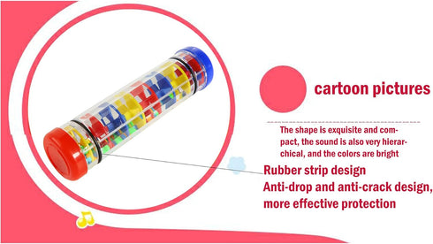 2PCS 8inchs Rain Maker Stick Tube Shaker Sensory Auditory Musical Instrument,Plastic Rainmaker Rainstick for Kids and Baby...
