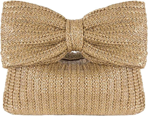 Verdusa Women's Bow Wrist Handbags Woven Purse Top Handle Straw Clutches...