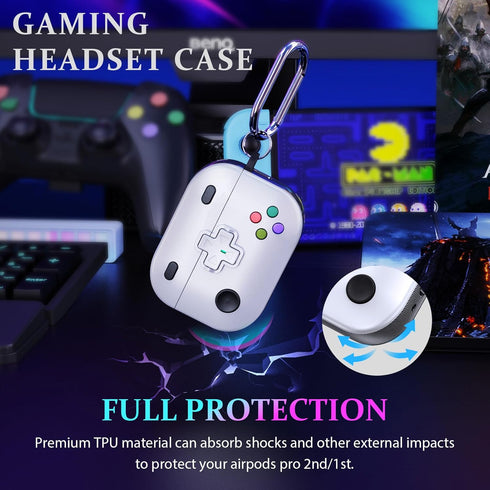 AIRSPO AirPods Pro 2nd Generation Case Cover with Cleaner Kit, Classic Game Player Design Case Military Hard Shell Protective Cover for Apple AirP...