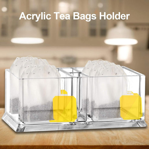Transparent Tea Box for Tea Bags Holder,Clear Coffee Sugar Tea Bags Organizer for Home Containers,Tea Bag Storage Box Tea Storage Bin Box for Kitc...