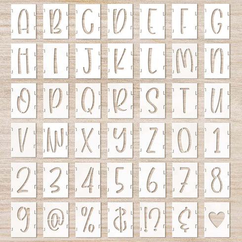 Letter Stencils 3 Inch Cursive Stencil Letters Number Template 42 Pcs Letter Stencils for Crafts Reusable Stencils for Painting Chalkboard Wood Si...