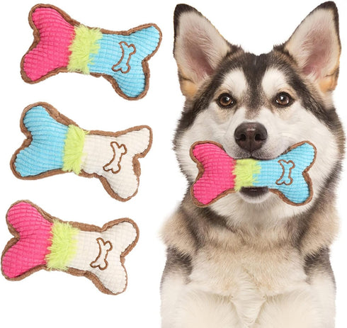Blue-Pink Pet Plush Chew Product Teeth Cleaning Bite Resistant Dog Accessory Bone Shape Dog Training Chew Toy for Dog Accessories Supplies...