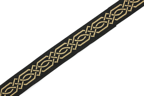 10.9 Yards Spool 0.79 inches Wide Gold Black Celtic Claddagh Celtic Ribbon Embroidered Woven Ribbon Jacquard Ribbon 20272...
