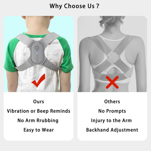 Back Brace Posture Corrector for Women & Kids, Adjustable Shoulder Posture Brace with Vibration Reminder, Breathable Back Support Straightener for...