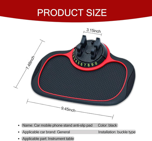 1 PC Car Dashboard Protection Pad, Soft Waterproof PVC Anti-Slip Vehicle Mat with Temporary Parking Number, Universal Automotive Phone Holder Acce...