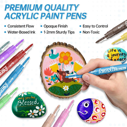 Acrylic Paint Marker Pens, 36 Colors Premium Waterproof Permanent Paint Art Marker Pen Set for Halloween Painting Pumpkins, Christmas Gifts, Rock ...
