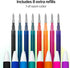 8 Multicolor Erasable Gel Pens + 8 FREE Ink Refills 0.7mm Retractable Fine Point Smooth Planner Pens Eraser Pen for Coloring Best Erasable Pens fo...