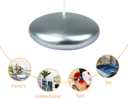 3 Inch Metallic Silver Floating Candles...
