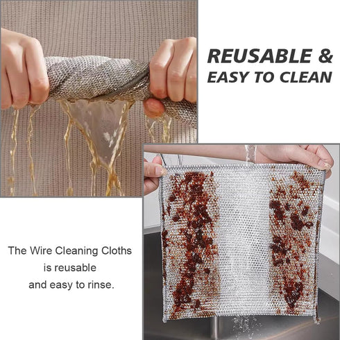 SINLAND Multipurpose Wire Dishwashing Rags Non-Scratch Cleaning Cloths Double-Sided Mesh Metal Wire Cleaning Cloth for Dishes Sinks Counters Stove...