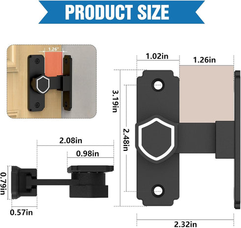 90 Degree Flip Barn Door Lock, Sturdy 304 Stainless Steel Gate Latch, Home Security Sliding Door Lock Best for Barn, Bathroom, Bedroom, Cabinet, G...