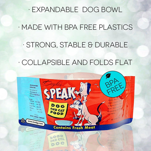 MODGY Collapsible Dog Food Bowl Dish, Reusable, Plastic Travel Size, Portable Container, Camping, Hiking, Car, Road Trip Essential, Cute Pattern, ...