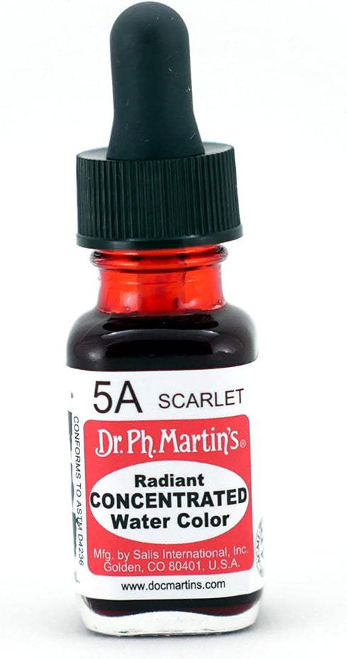Dr. Ph. Martin's Radiant Concentrated Water Color, 0.5 oz, Scarlet (5A),RADI05OZS5A...