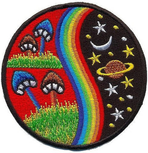 Artistic Mushroom Embroidered Iron on Patch Star Planet Moon Retro Hippie Boho...