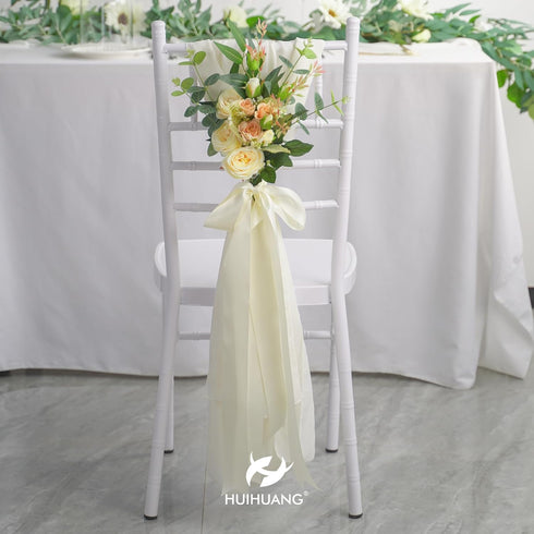 HUIHUANG White Ribbon 2 inch Wide Antique White Double-Faced Satin Ribbon for Flower Arrangements Supplies Wedding Bridal Shower Decor Invitations...