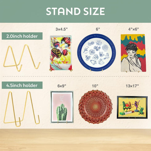 Brass Gold Plate Holders 4.5-inch for Display Plate Stands Small Mini Easel Stand Picture Stands Wirestand...