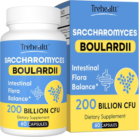Saccharomyces Boulardii Probiotics 200 Billion CFUs, Clinically-Studied Probiotic for Women & Men Yeast for Intestinal, Gut, Immune & Digestive He...