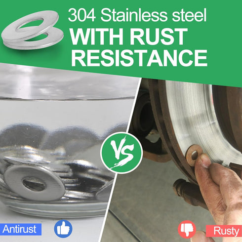 1/2" Stainless Steel Flat Washers - 1" Outside Diameter, 304?18-8?Stainless Steel Washers Metal Washers for Screws Bolts, Pack of 50...