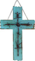 RWI Simple 10 1/2" Weathered Wood & Barbwire Decorative Wall Cross - Shabby Chic Chalk Paint Look...