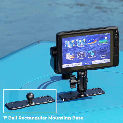 1" Ball Aluminum Alloy Fish Finder Mounting Plate, Universal Marine Electronic Mount Plate for Garmin, Lowrance, Humminbird, Raymarine, for RAM Mo...