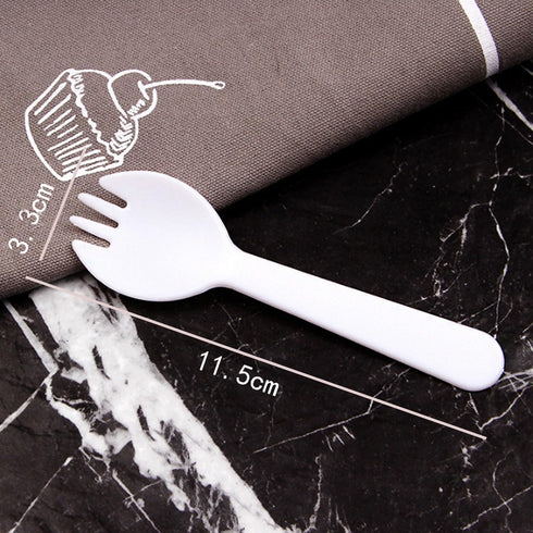 100PCS Disposable Sporks, Eco-Friendly Durable Plastic Spork, 2 in 1 Forks and Spoons Great for Lunch, Picnics or Restaurant and Party Supply (Whi...