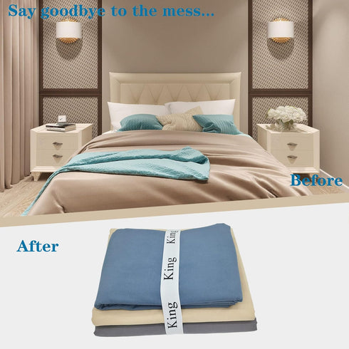 2 Pieces Bed Sheet Organizer Bands, Closet Organization Sheet Straps, Linen Labels Bedding Bands, Elastic Bed Sheet Storage Sheet Keepers (King)...