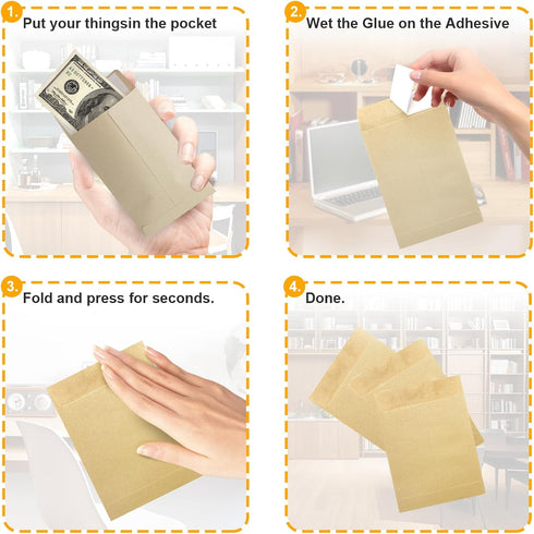 100 Pack Coin Envelopes 3.23"×4.53",Fully sealed seed envelope,Fully sealed seed envelope?Kraft Small Coin Envelopes,Seed Envelopes, Mini Envelope...