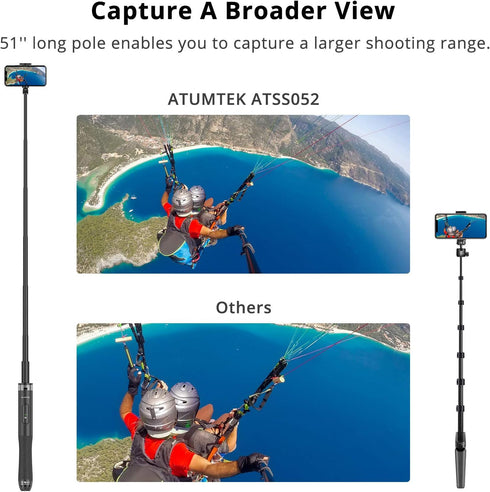 ATUMTEK 51" Selfie Stick Tripod, All in One Extendable Phone Tripod Stand with Bluetooth Remote 360° Rotation for iPhone and Android Phone Selfies...