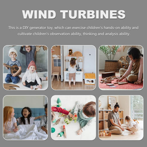NUOBESTY Wooden Toys Car Tool Science Windmill Generator Kit Wind Generator DIY Green Alternative Energy Lab Mini Teaching Generator for Kids DIY ...