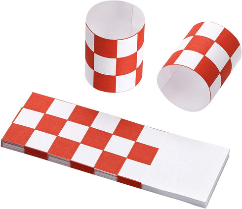 Gmark Paper Napkin Band Box of 500, Paper napkin rings self adhesive (Red White Grid) GM1111A...