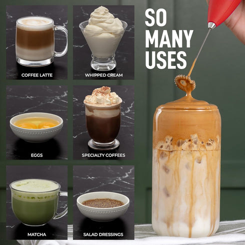 Zulay Powerful Milk Frother for Coffee with Powerful Motor - Handheld Frother Electric Whisk, Milk Foamer, Mini Mixer & Coffee Blender Frother for...