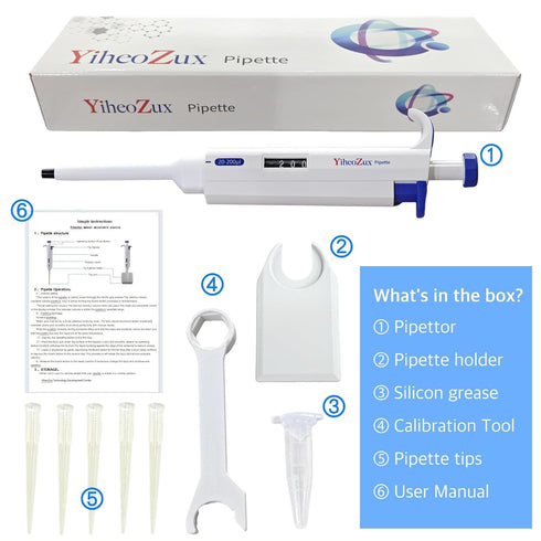 20-200ul Adjustable Volume Pipette Single Channel Manual Variable Laboratory High Accurate Lab Micro Pipette...